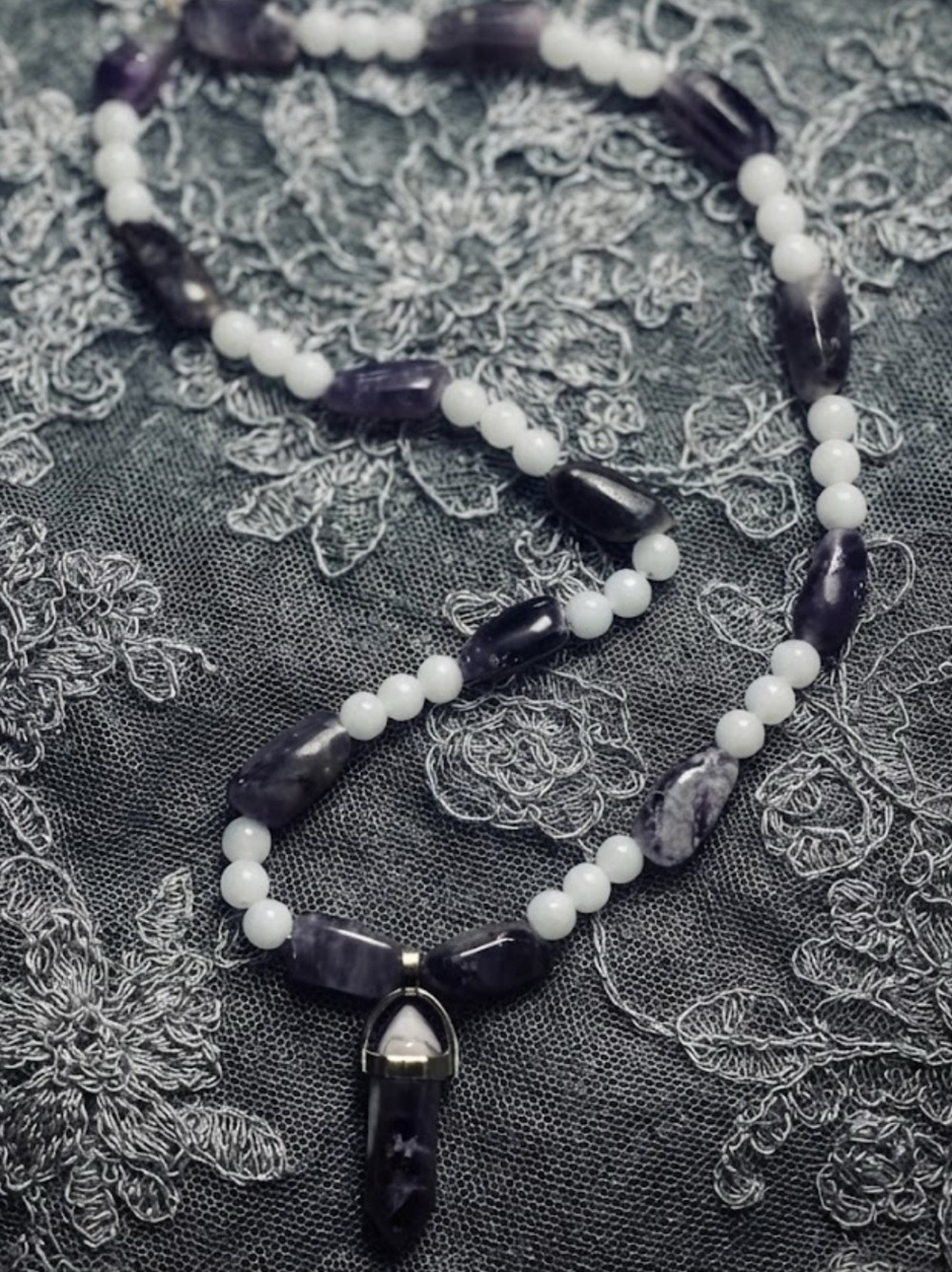 Dream Amethyst Snow Jade Necklace